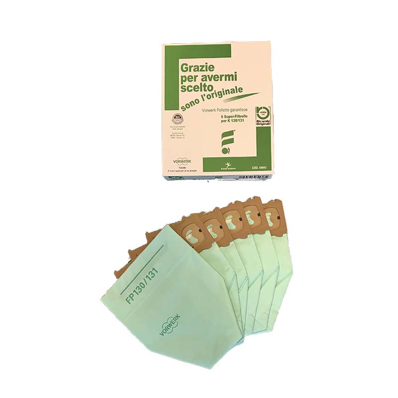 6 Sacchetti Per Aspirapolvere Compatibili Con Vorwerk Folletto Vk 130/131 - In Carta Resistente, Alta Aspirazione