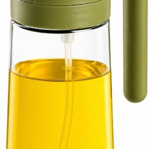 HOMELY Bottiglia Olio Spray 2 in 1 con Dosatore in Vetro – Spruzzatore e Versatore con Controllo Porzioni 3/5 ml – Ideale per Cucina, Air Fryer, Insalate e BBQ