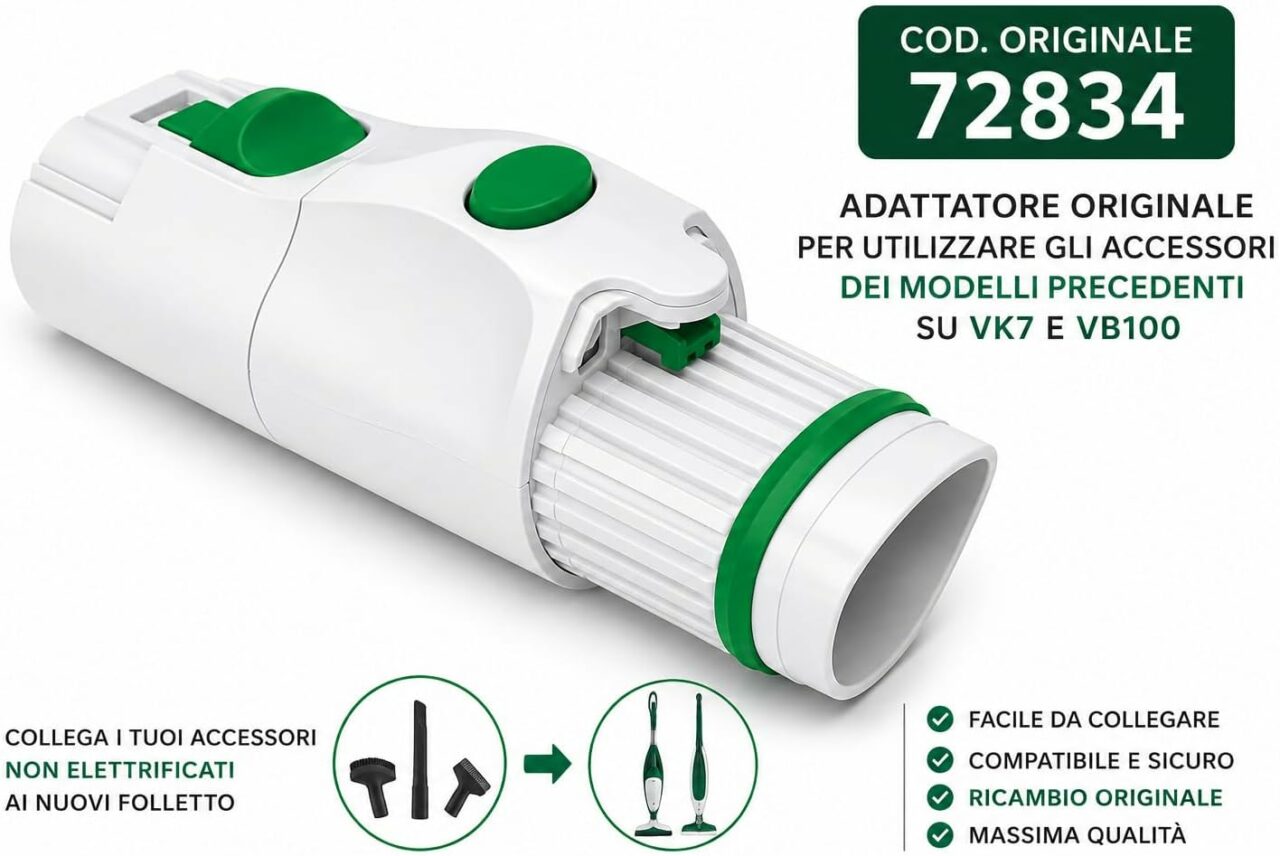 Adattatore Originale Vorwerk Folletto AD7 (Mat.72834) per Utilizzare Accessori dei Modelli Precedenti su VK7 e VB100 - immagine 3