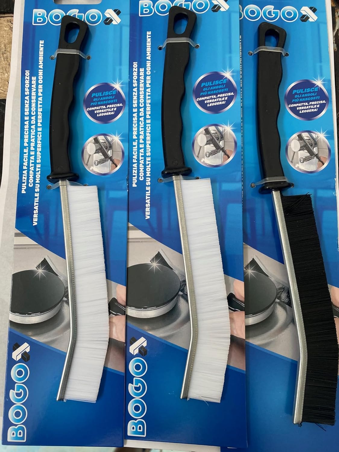 Spazzola Pulizia Universale con Setole Rigide – Ideale per Giunti, Fughe, Cerchi Auto e Superfici Difficili – Impugnatura Ergonomica Antiscivolo (3 pz nella confezione)