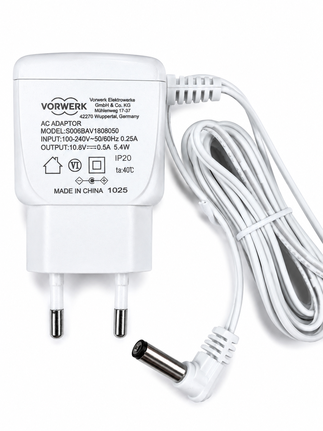 Caricabatterie Originale Compatibile Con Vorwerk Folletto VC100 VG100 – Alimentatore di Rete Originale Cod. 73184 – Ricarica Sicura e Veloce – Ricambio Originale Garantito MADE IN GERMANY
